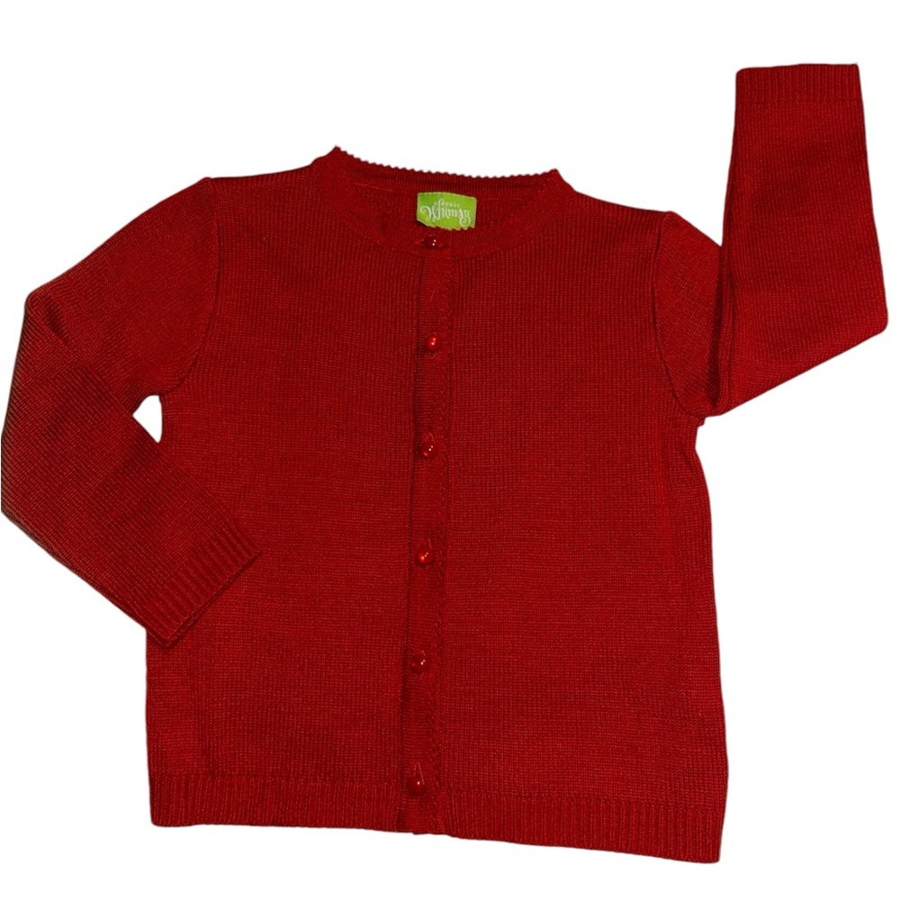 Red Button Up Sweater Classic Whimsy - Picture 2 of 5
